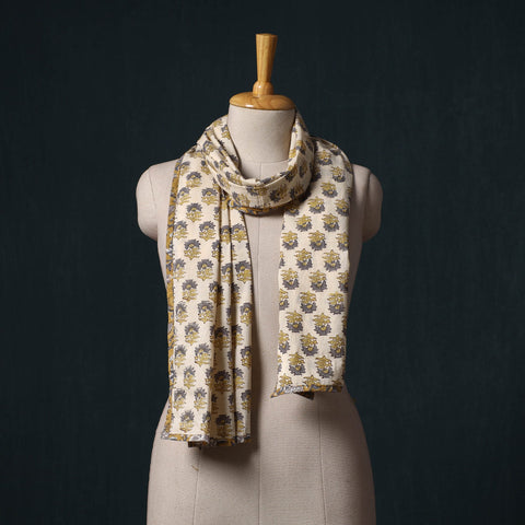 Hand block print cotton sanganeri stole 25 - handcrafted