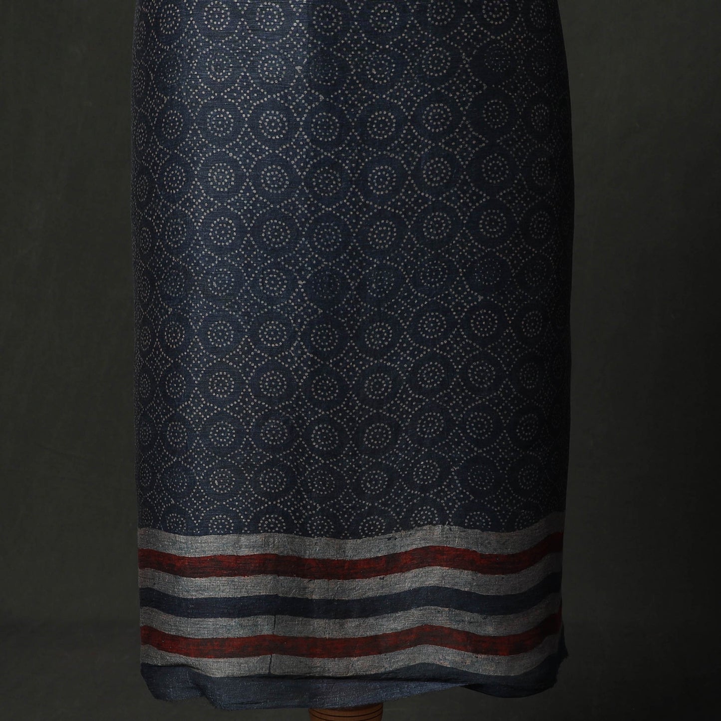 Hand block print linen silk natural dyed ajrakh 2pc