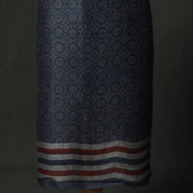 Hand block print linen silk natural dyed ajrakh 2pc