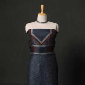 Hand block print linen silk natural dyed ajrakh 2pc