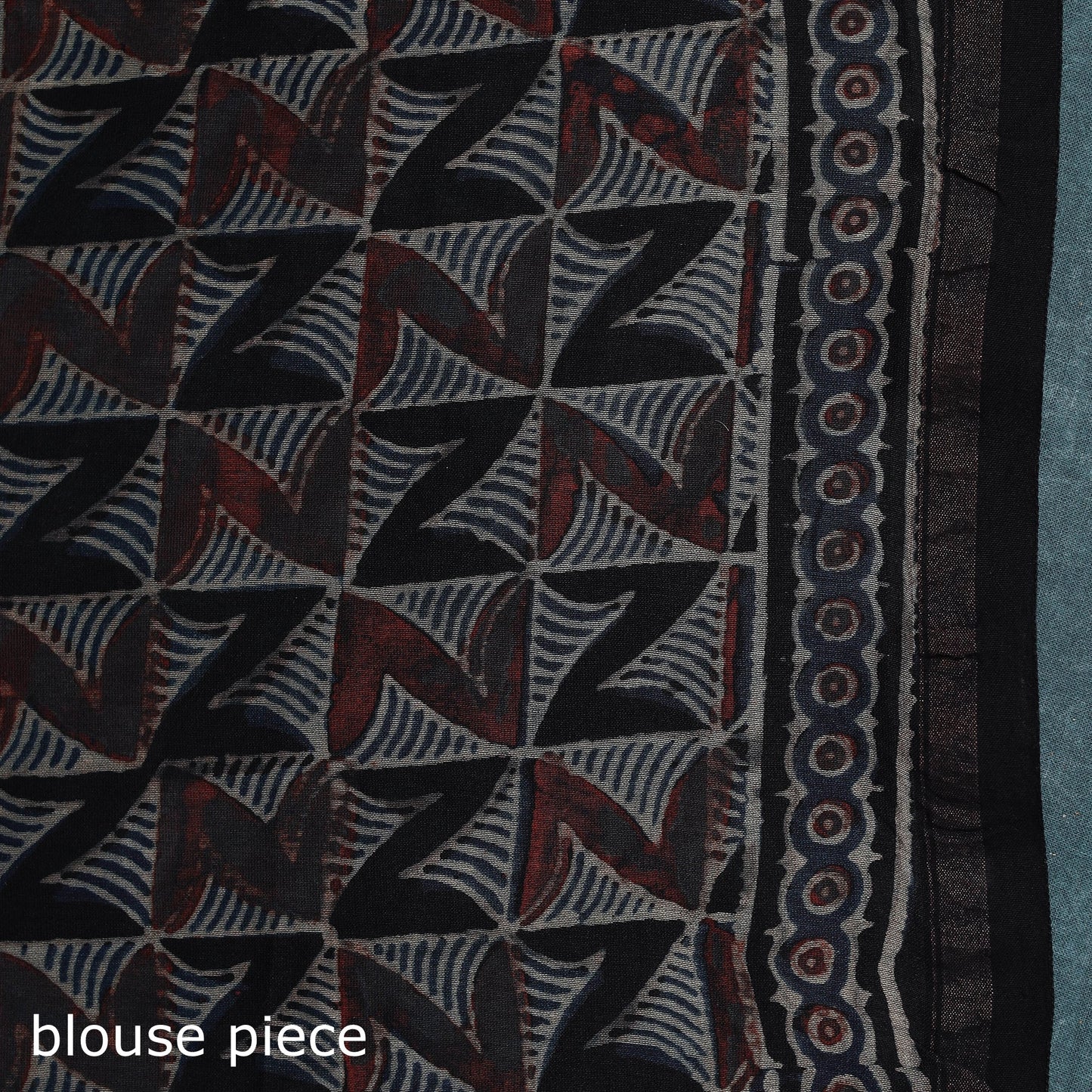 Hand block print natural dyed chanderi silk ajrakh saree 16
