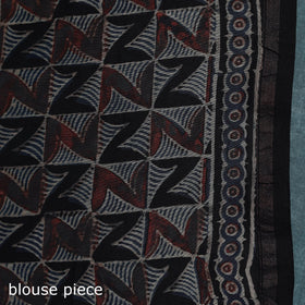 Hand block print natural dyed chanderi silk ajrakh saree 16