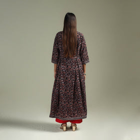 Hand block print natural dyed cotton a-line ajrakh kurta