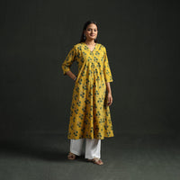 Hand block print natural dyed cotton a-line ajrakh kurta