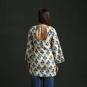 Hand block print natural dyed cotton short ajrakh kurta