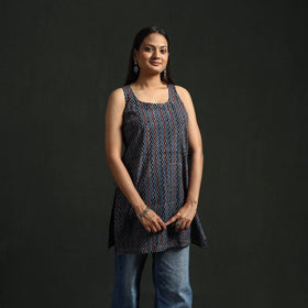 Hand block print natural dyed cotton short ajrakh kurta