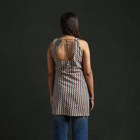 Hand block print natural dyed cotton short ajrakh kurta