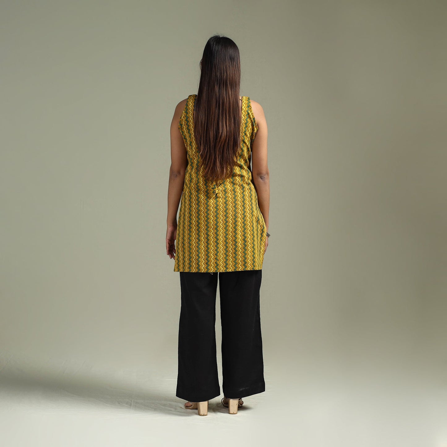 Hand block print natural dyed cotton short ajrakh kurta