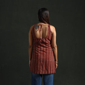 Hand block print natural dyed cotton short ajrakh kurta