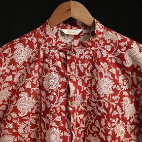 Hand block print natural dyed cotton short bagru kurta