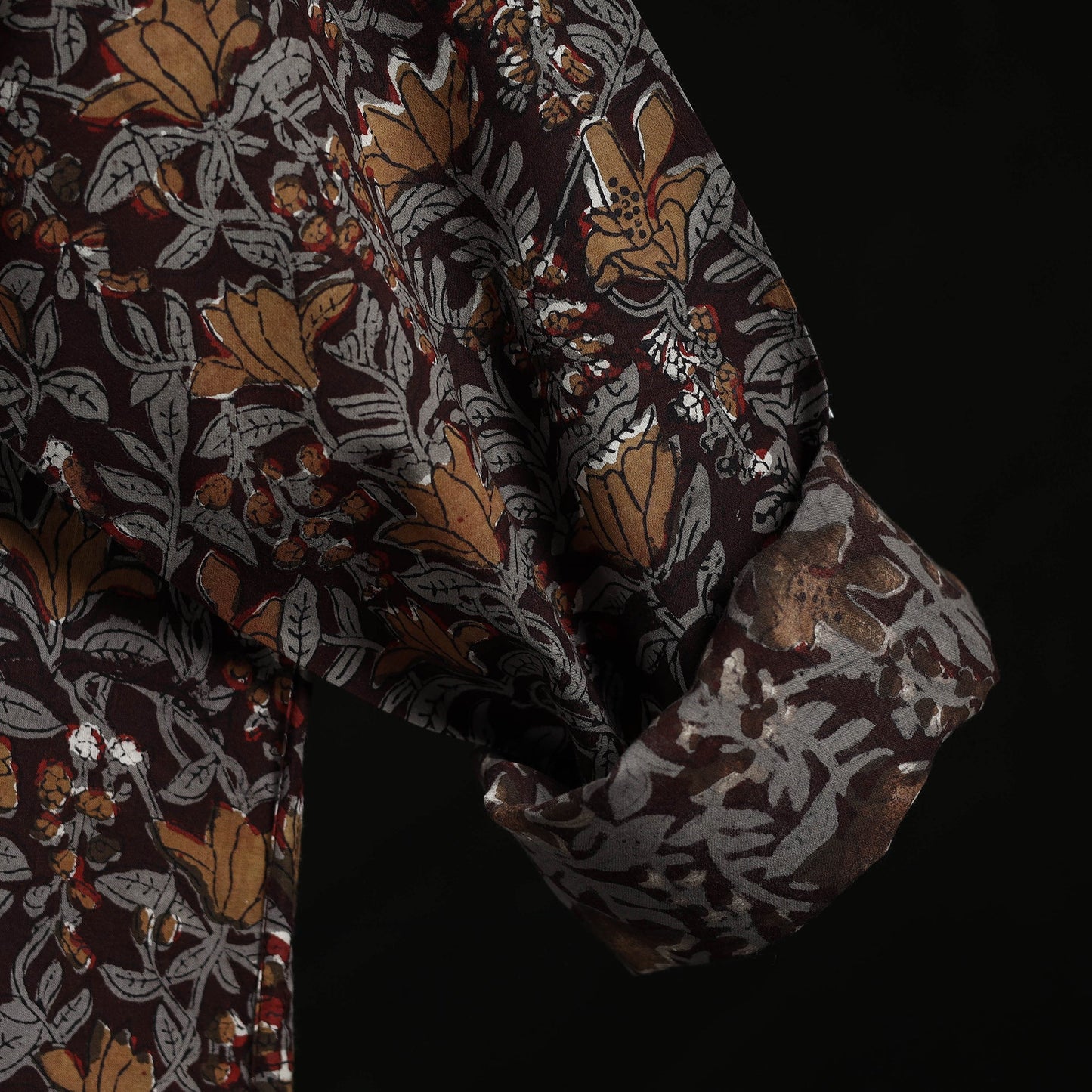 Hand block print natural dyed cotton short bagru kurta