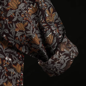 Hand block print natural dyed cotton short bagru kurta