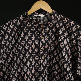 Hand block print natural dyed cotton short bagru kurta
