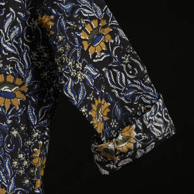 Hand block print natural dyed cotton short bagru kurta