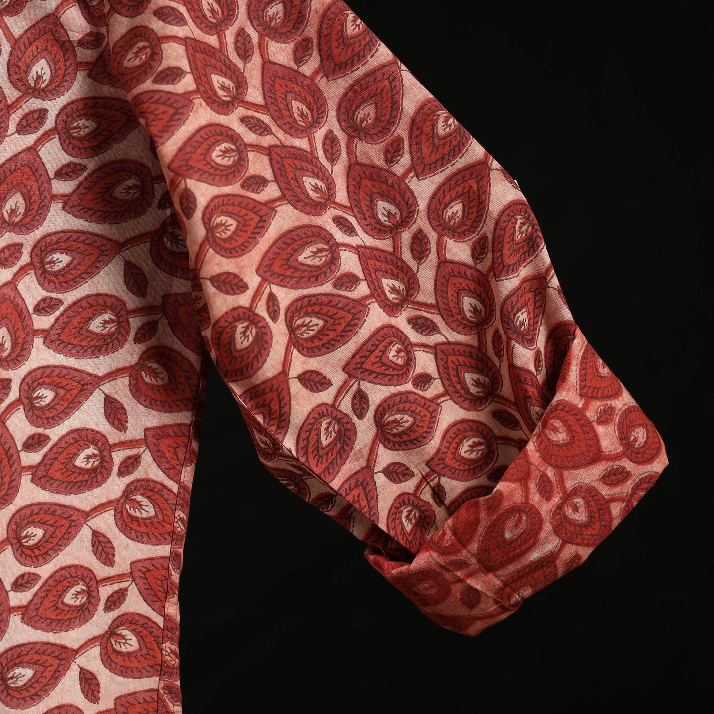 Hand block print natural dyed cotton short bagru kurta