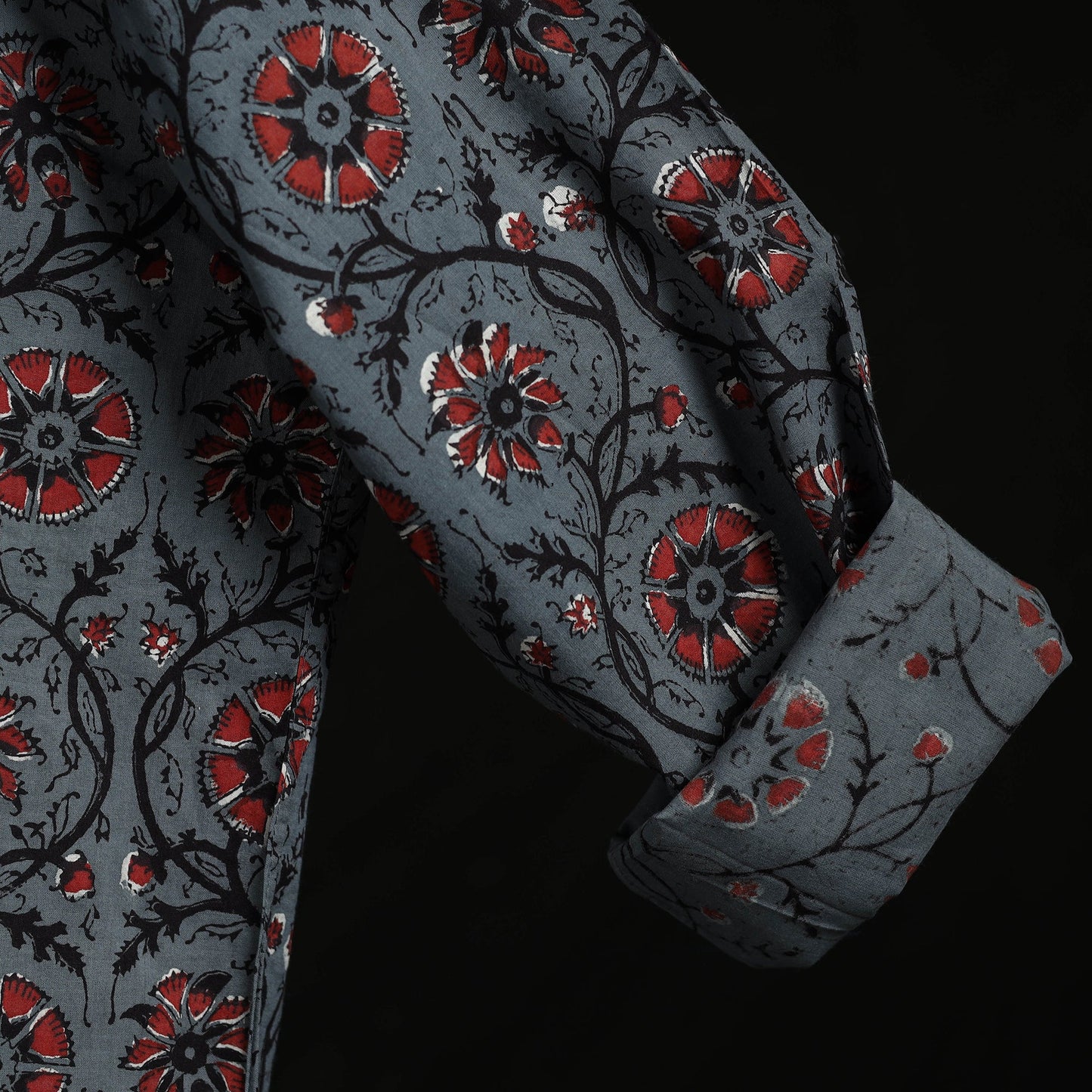 Hand block print natural dyed cotton short bagru kurta