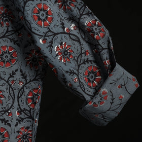 Hand block print natural dyed cotton short bagru kurta