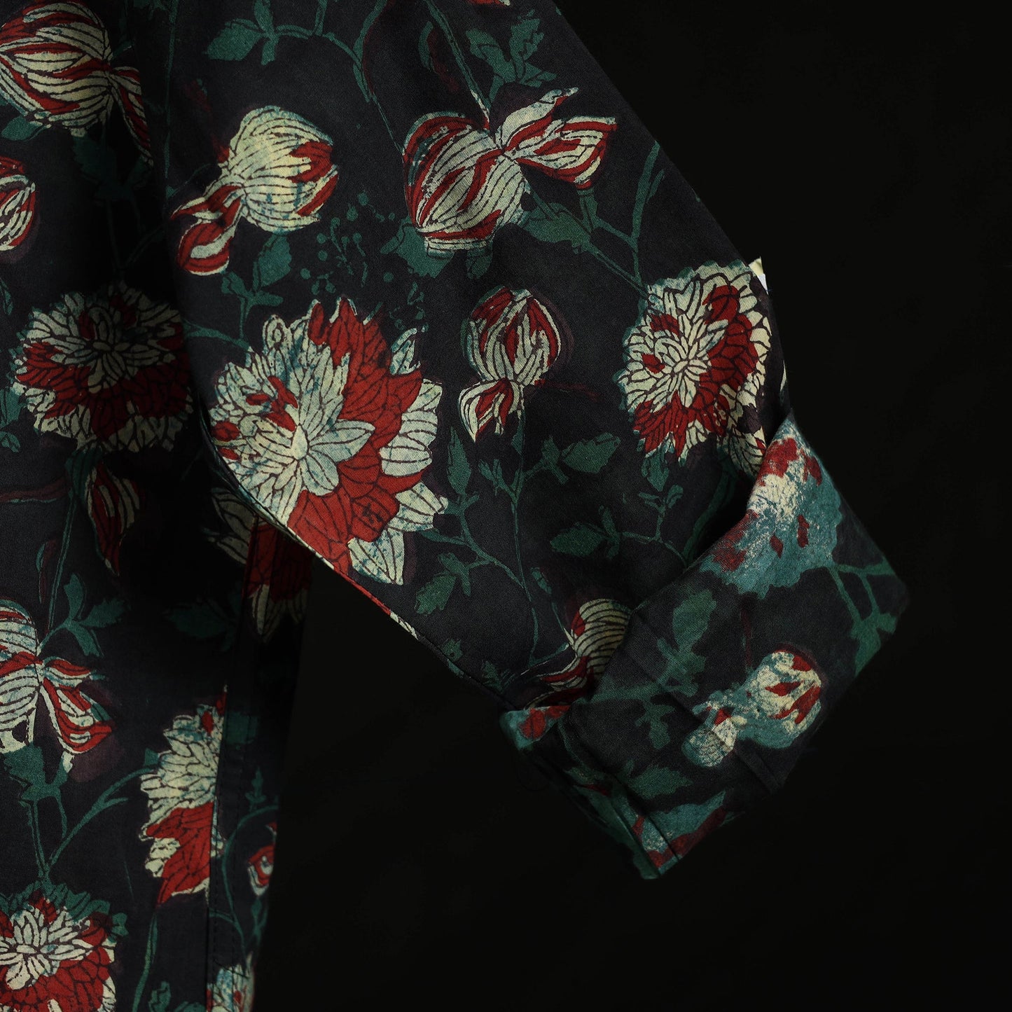 Hand block print natural dyed cotton short bagru kurta