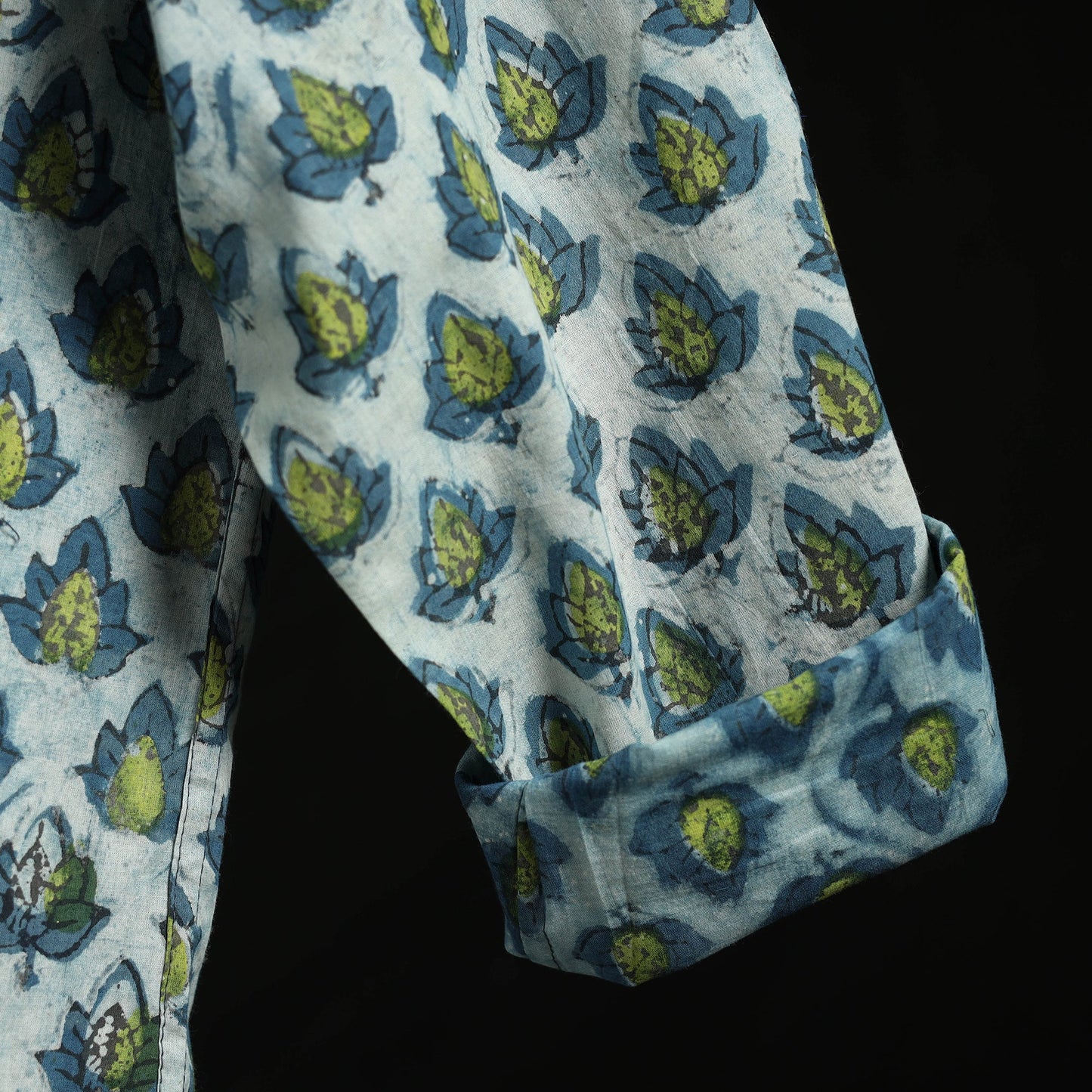 Hand block print natural dyed cotton short bagru kurta