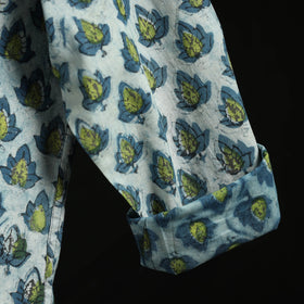 Hand block print natural dyed cotton short bagru kurta