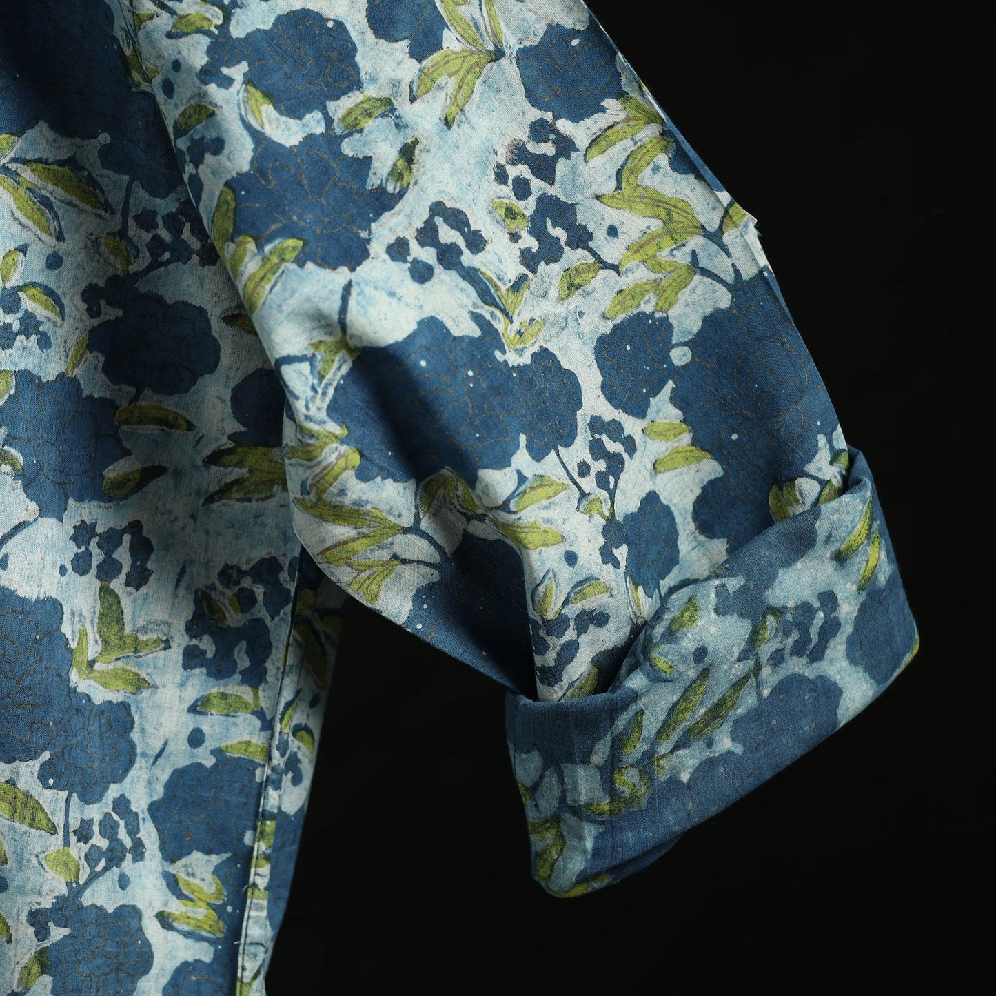 Hand block print natural dyed cotton short bagru kurta