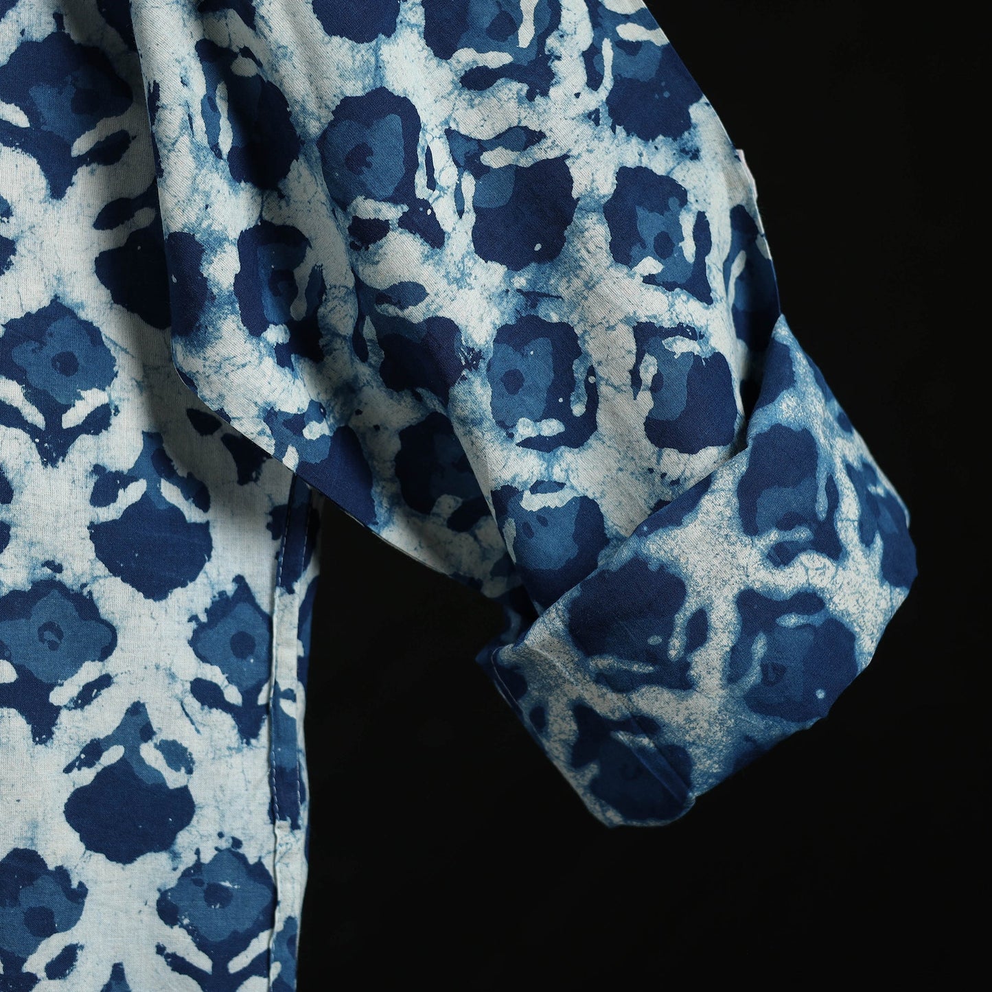 Hand block print natural dyed cotton short bagru kurta