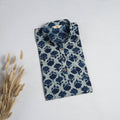 Hand block print natural dyed cotton short bagru kurta