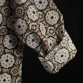 Hand block print natural dyed cotton short bagru kurta