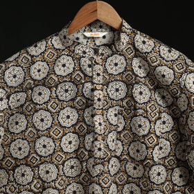 Hand block print natural dyed cotton short bagru kurta