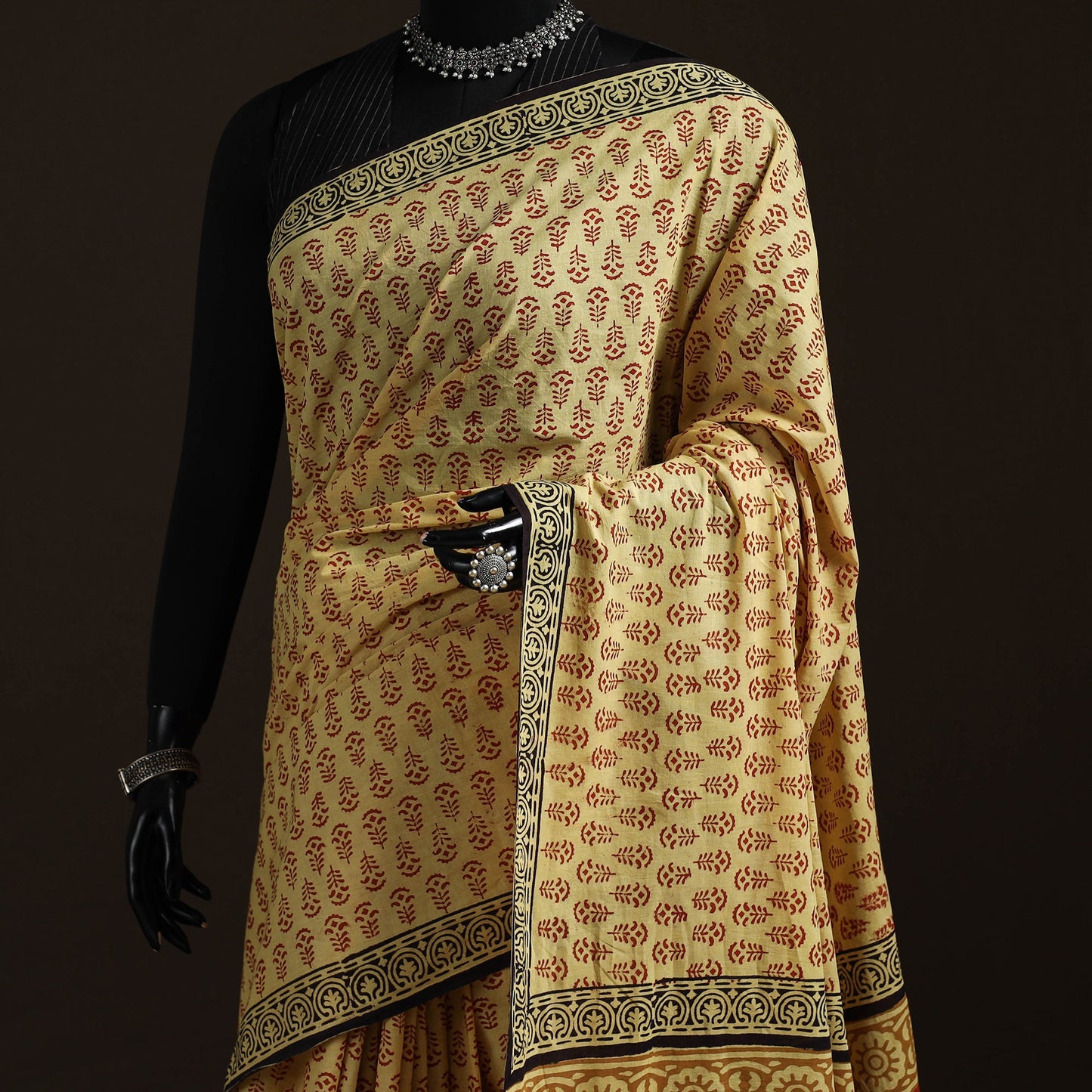 Hand block print pure mul cotton jaipur saree 01