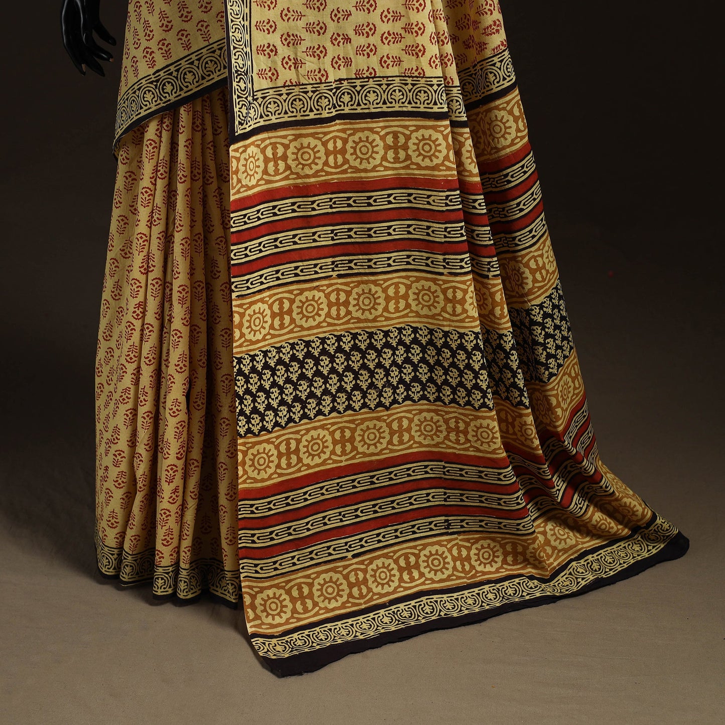 Hand block print pure mul cotton jaipur saree 01
