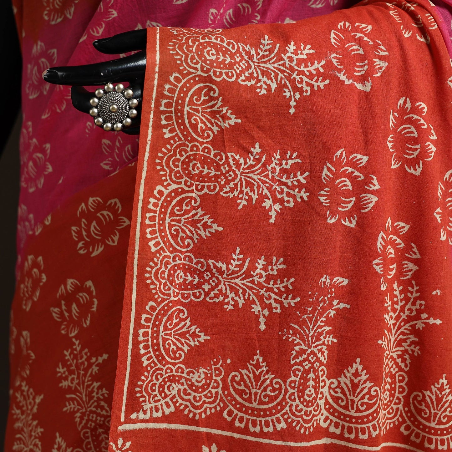Hand block print pure mul cotton jaipur saree 02