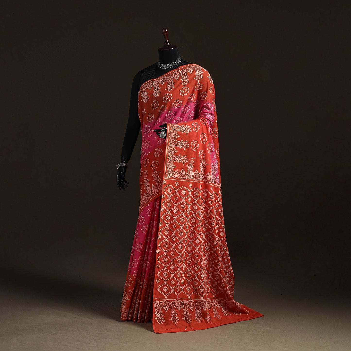 Hand block print pure mul cotton jaipur saree 02