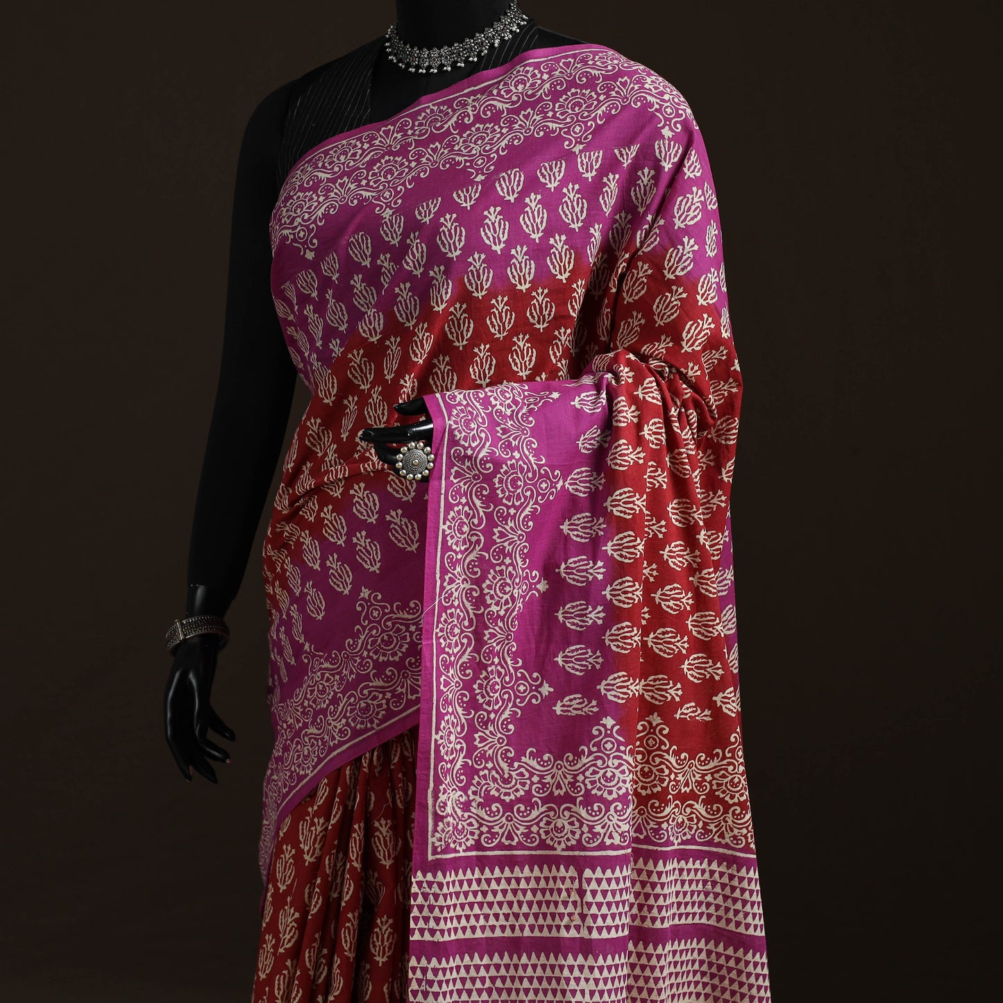 Hand block print pure mul cotton jaipur saree 03