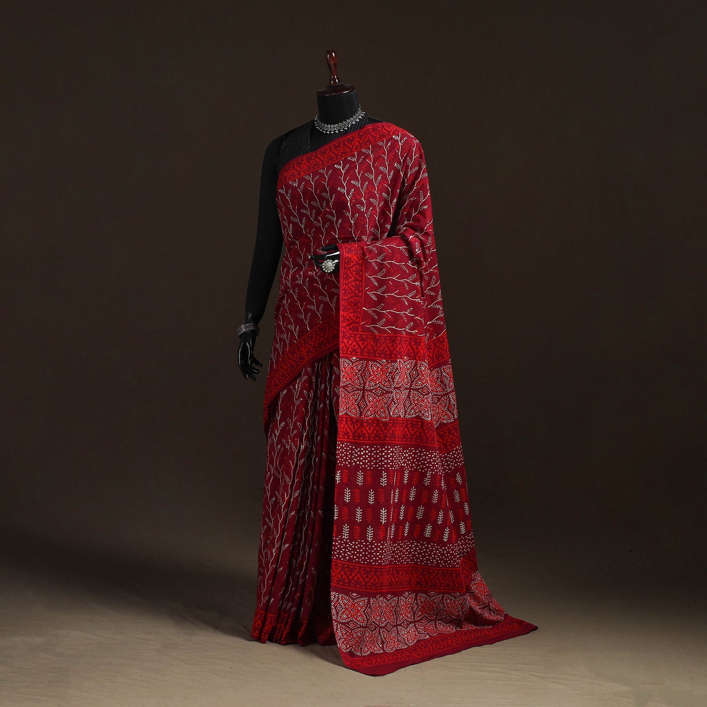 Hand block print pure mul cotton jaipur saree 04