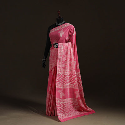 Hand block print pure mul cotton jaipur saree 06