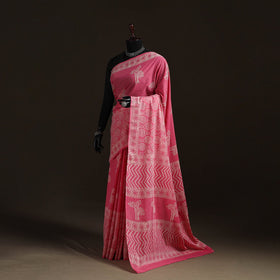 Hand block print pure mul cotton jaipur saree 06