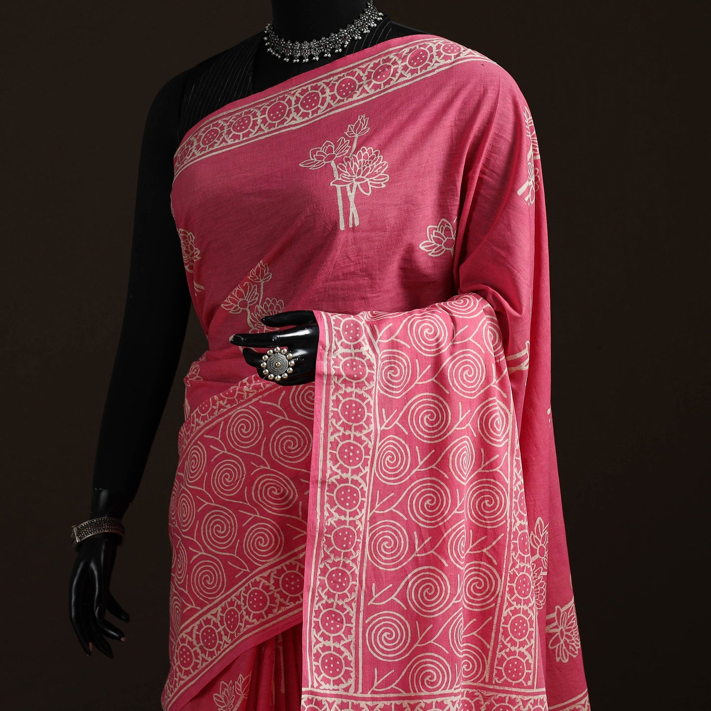 Hand block print pure mul cotton jaipur saree 06