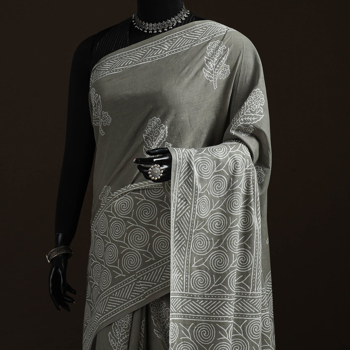 Hand block print pure mul cotton jaipur saree 07