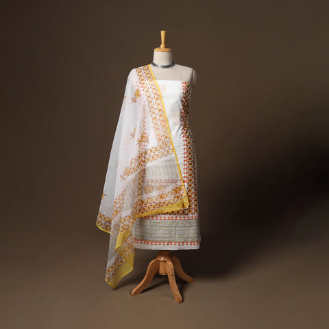 Hand block print sanganeri cotton 3pc unstitched dress