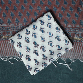 Hand block print sanganeri cotton 3pc unstitched dress