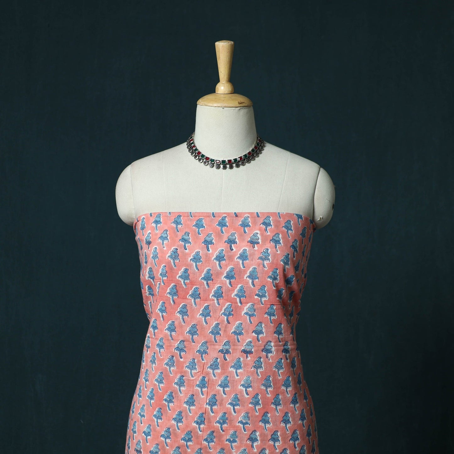 Hand block print sanganeri cotton 3pc unstitched dress