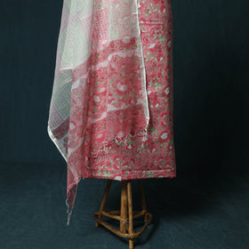 Hand block print sanganeri cotton 3pc unstitched dress