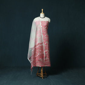 Hand block print sanganeri cotton 3pc unstitched dress