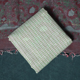 Hand block print sanganeri cotton 3pc unstitched dress