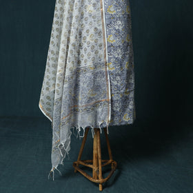 Hand block print sanganeri cotton 3pc unstitched dress