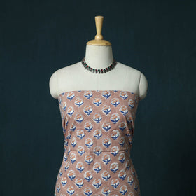 Hand block print sanganeri cotton 3pc unstitched dress