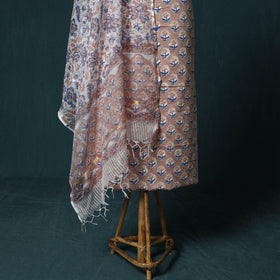 Hand block print sanganeri cotton 3pc unstitched dress