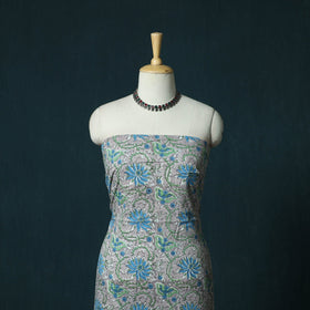 Hand block print sanganeri cotton 3pc unstitched dress