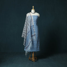 Hand block print sanganeri cotton 3pc unstitched dress